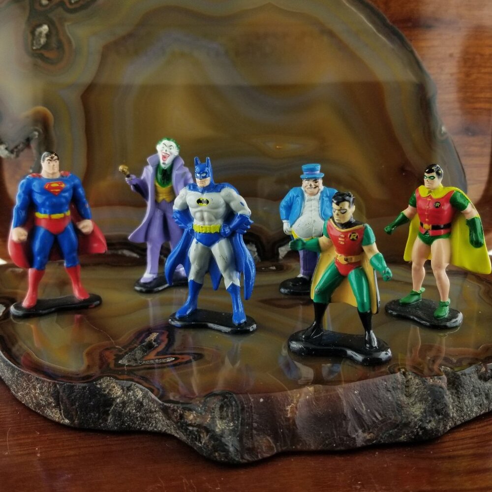 1990 ERTL DC Comics Super Heroes Die Cast Metal Figures Batman Robin Joker